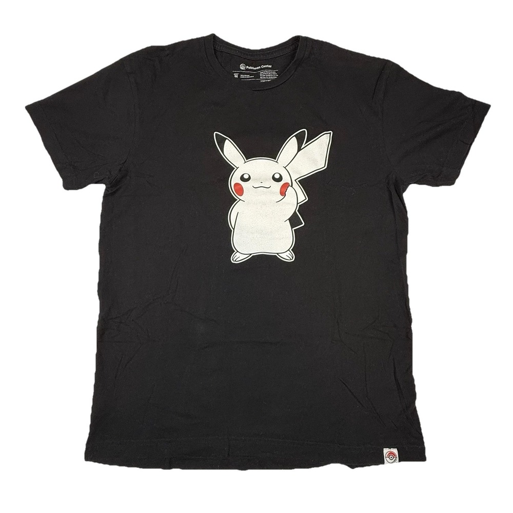 Pokemon Center Pikachu Holding Flower T-Shirt Black Men's Medium
